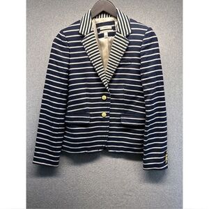 J. Crew Navy and White Striped Blazer Size 2